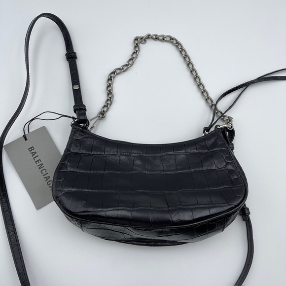 BNWT Balenciaga Le Cagole Mini Bag With Chain Crocodile Embossed With Rhineston - Picture 5 of 12